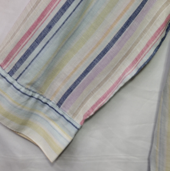 Chico's No-Iron Linen Striped Shirt Women's L Multicolor 90s Y2K Casual - Picture 4 of 9